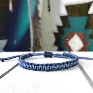 Space Blue Hemp Square-Knot Bracelet